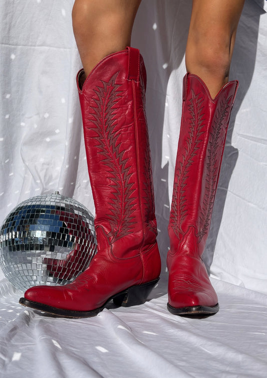 MIA Fiery Red Tall Cowboy Boots - SIZE 8