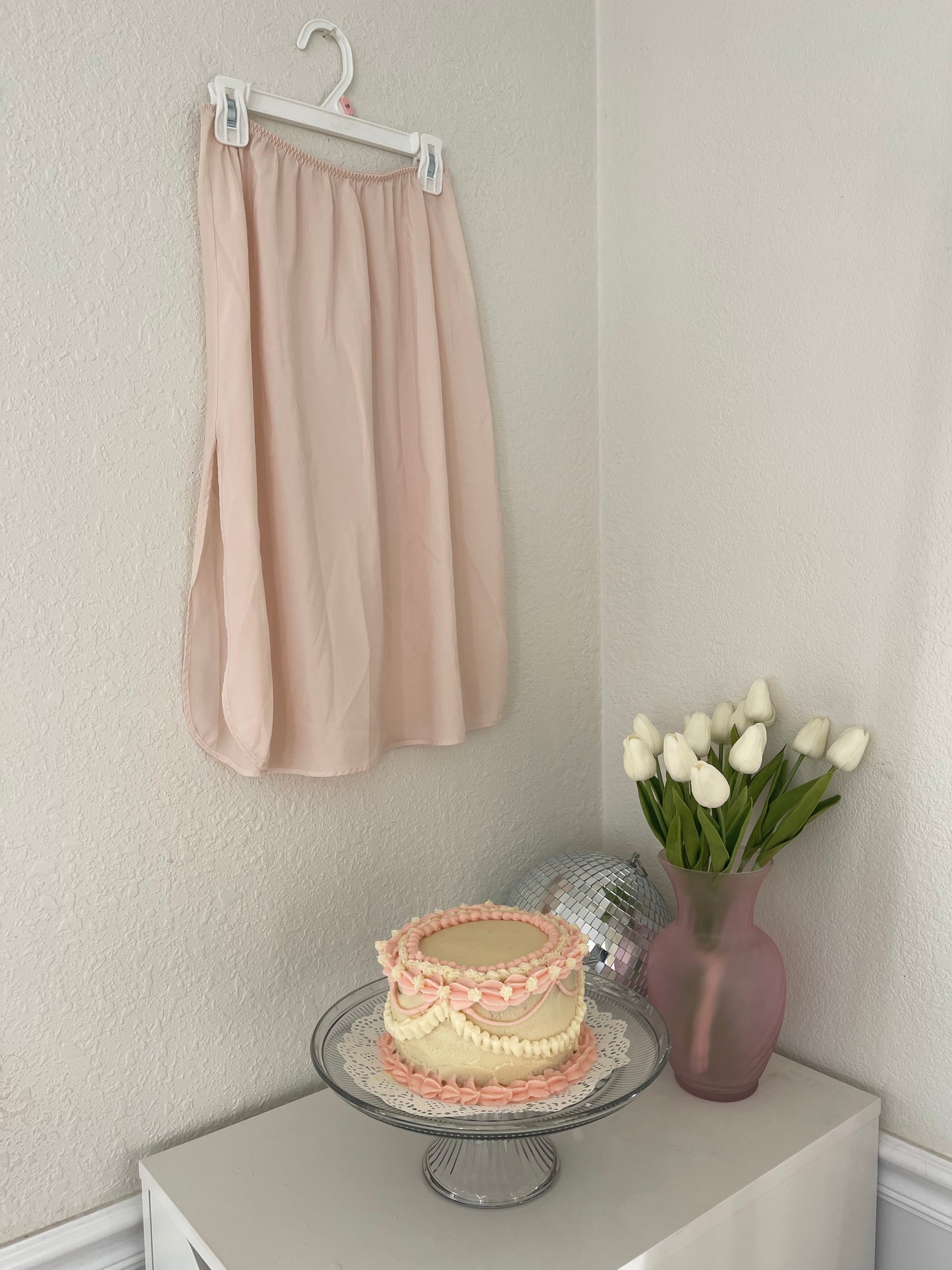 Blush Pink Vintage Slip Skirt