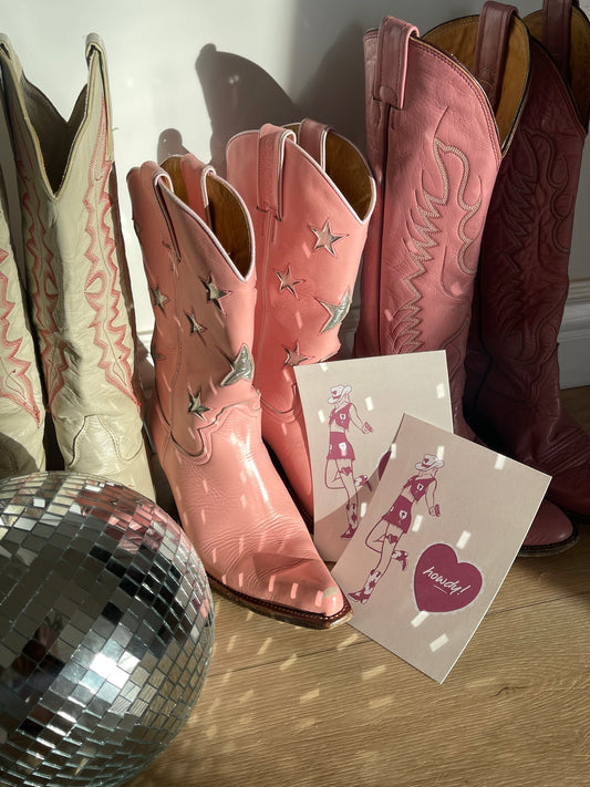 Pink Vintage Star Cowboy Boots