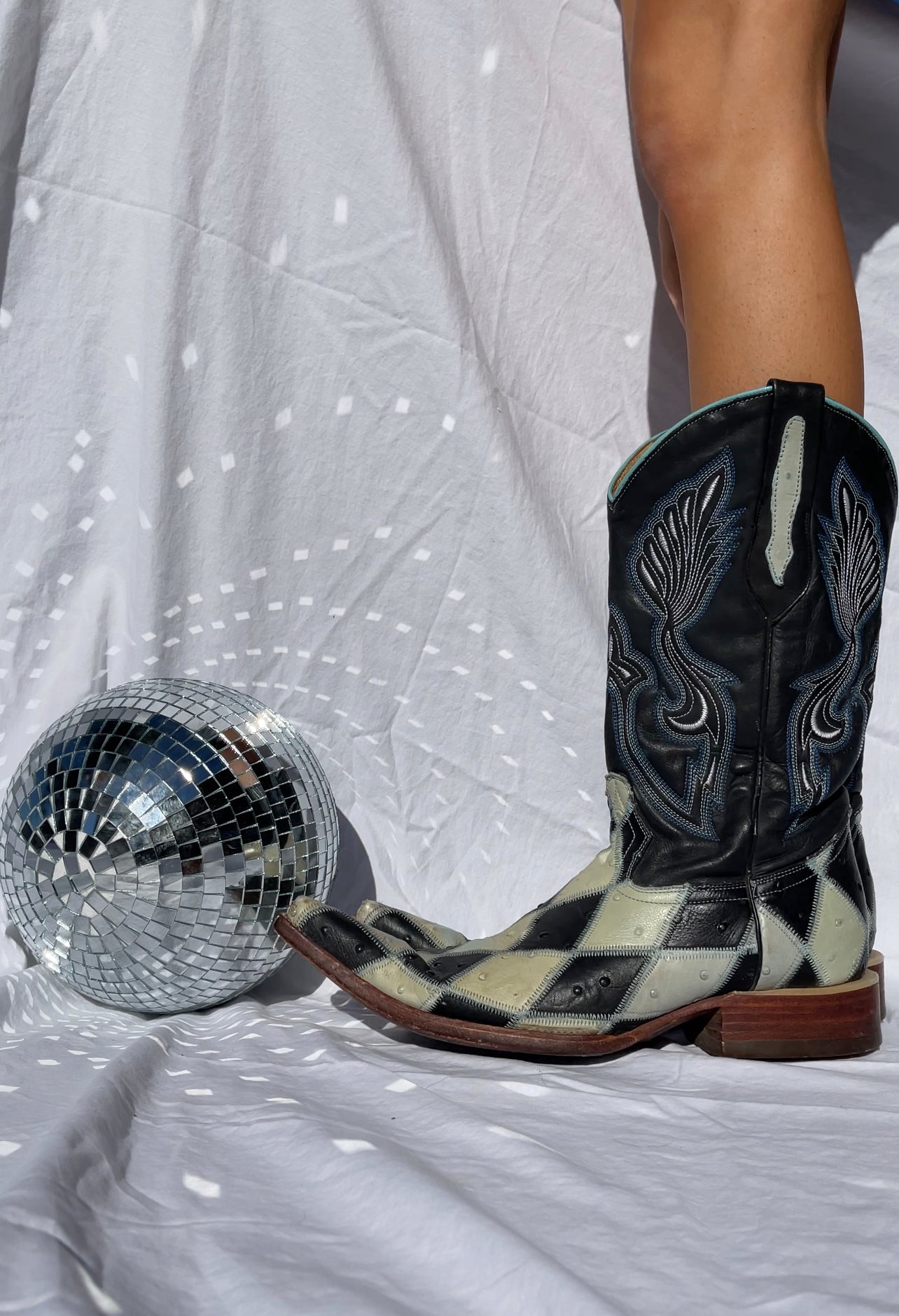 ARANGO Harlequin Patterned Vintage Cowboy Boots - SIZE 10.5