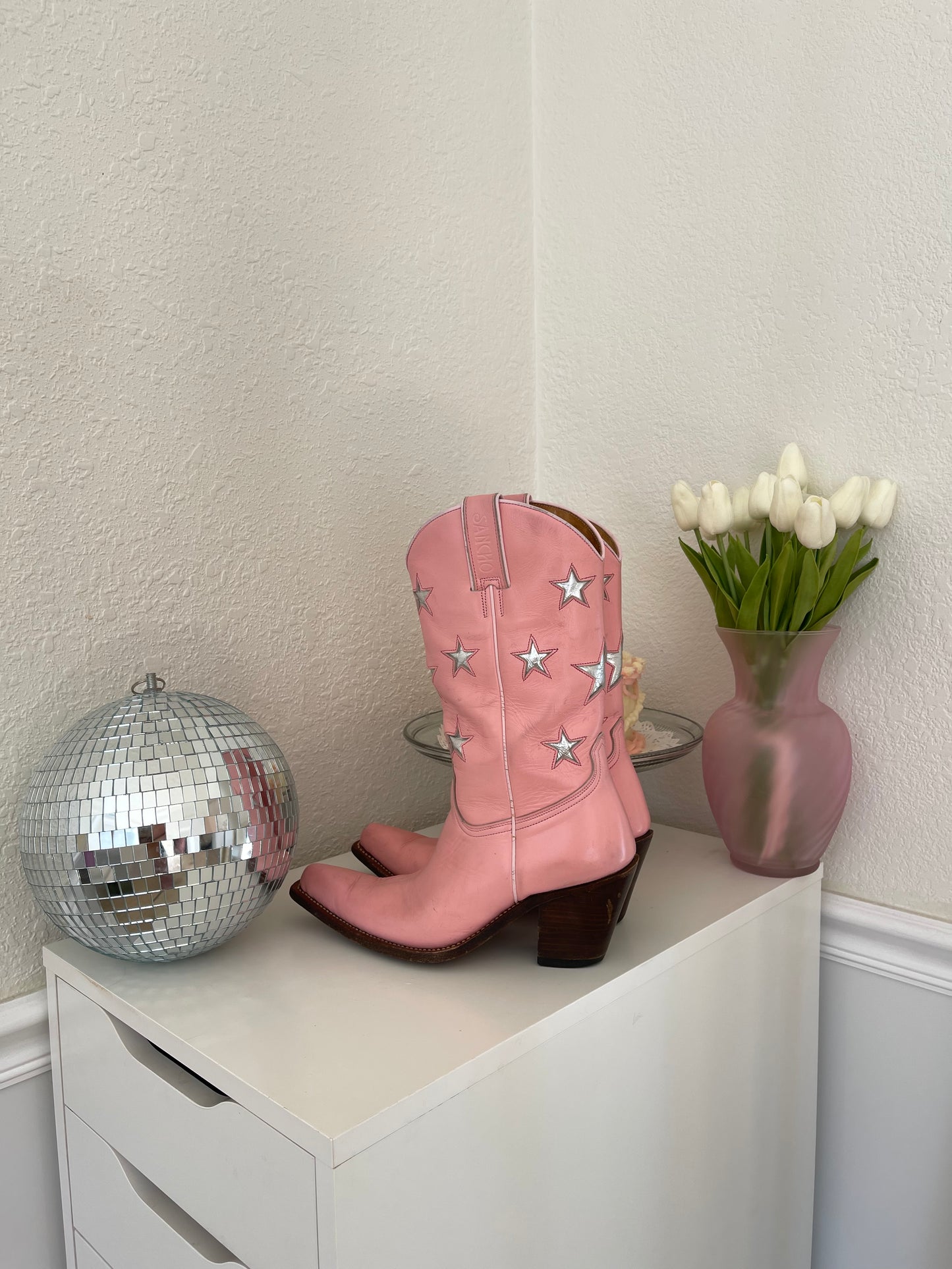 Pink Vintage Star Cowboy Boots