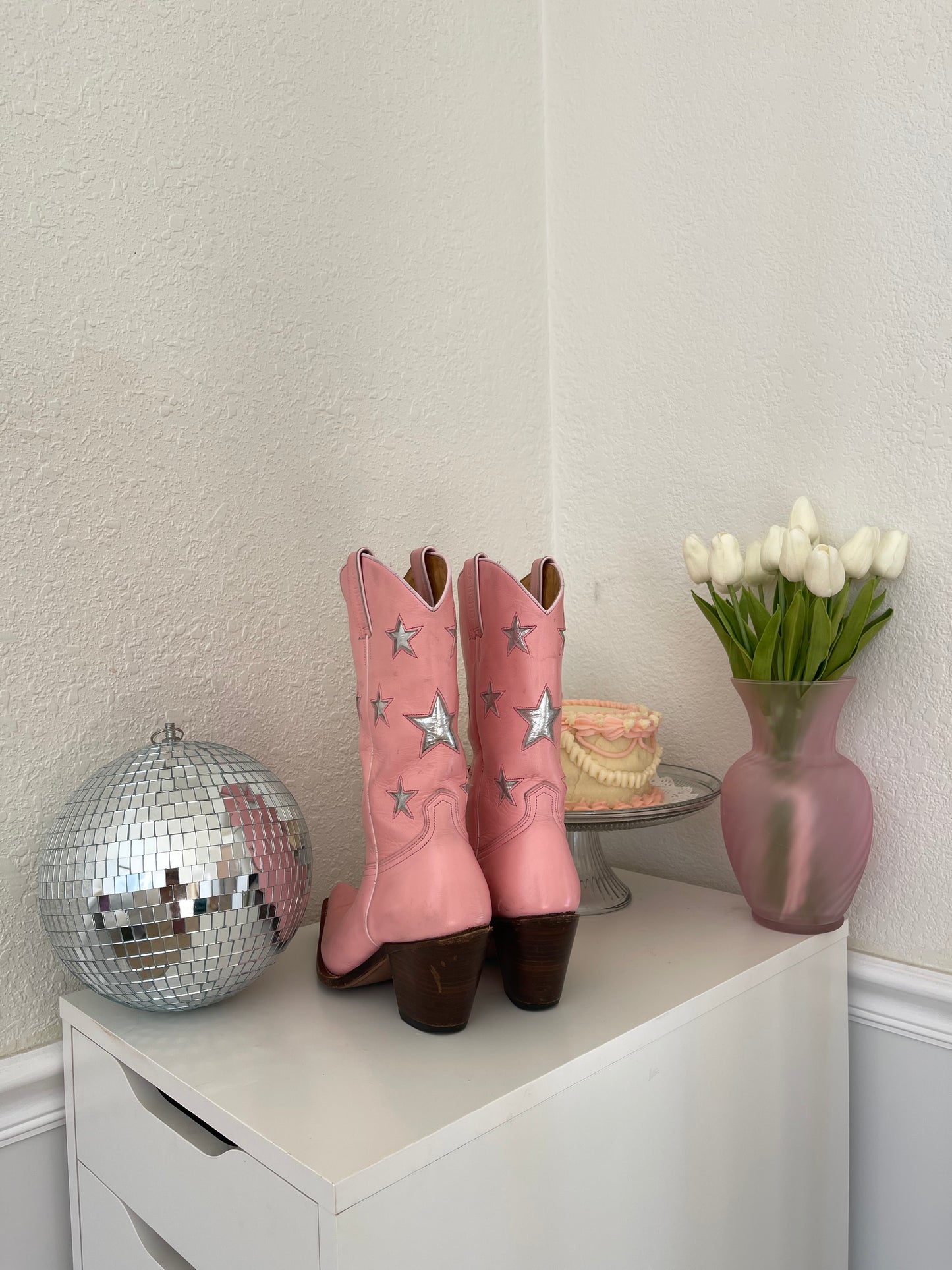 Pink Vintage Star Cowboy Boots